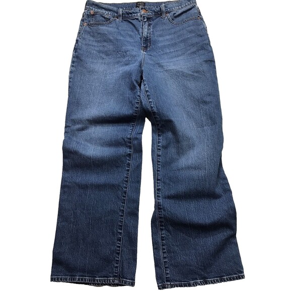 J.CREW Denim - J CREW Full Length Wide Leg Jean Women 32 (34x30) Whisker Blue Baggy Denim Boho